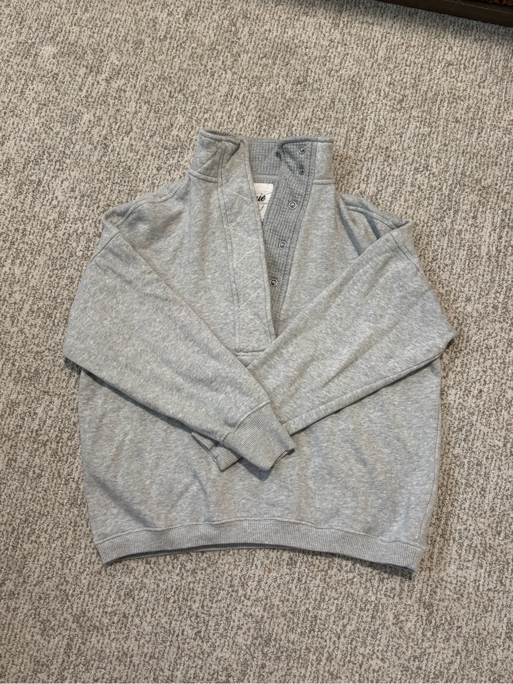 aerie Light Gray Waffle Knit Pullover